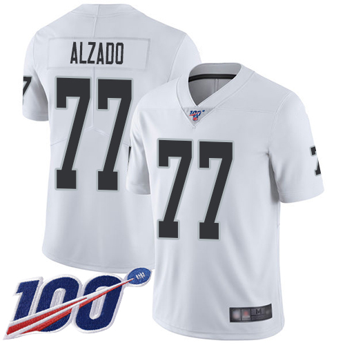 Men Oakland Raiders Limited White Lyle Alzado Road Jersey NFL Football #77 100th Season Vapor Jersey->nfl t-shirts->Sports Accessory